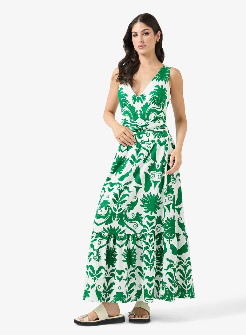 ايلا ملابس سباحة بطبعة أحادية اللون مع سارونغ - Image 5